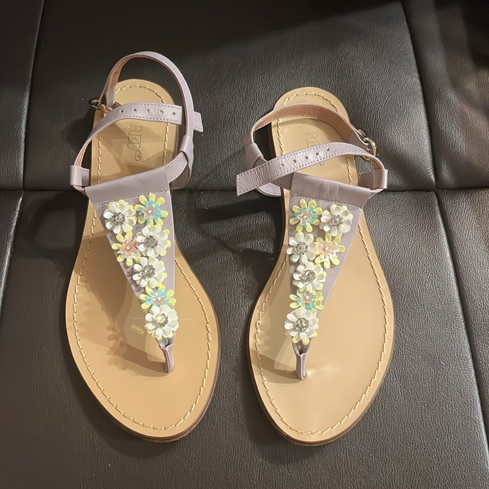 NWOT Authentic Red Valentino Leather Flower Sandals - Size 36